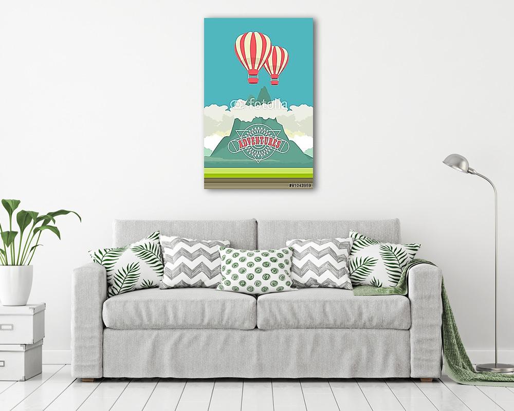 Léggömb repülés reklám, vintage plakát (fotótapéta) - vászonkép, falikép otthonra és irodába