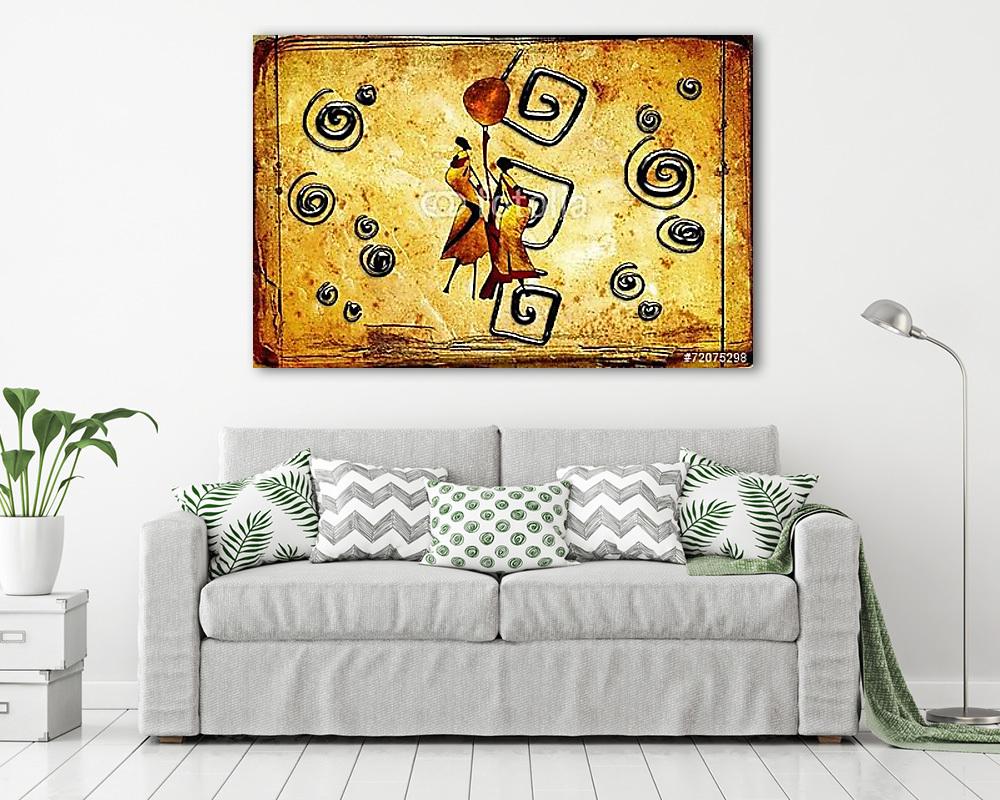 afro motívum etnikai retro vintage (vászonkép) - vászonkép, falikép otthonra és irodába