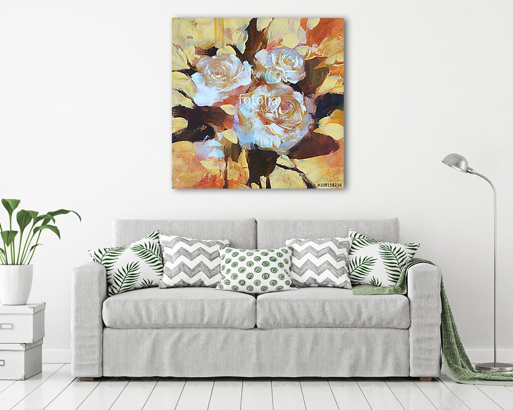 Fehér rózsák, kézzel készített festészet - vászonkép, falikép vásárlás Fehér rózsák, kézzel készített festészet (vászonkép) - vászonkép, falikép otthonra és irodába