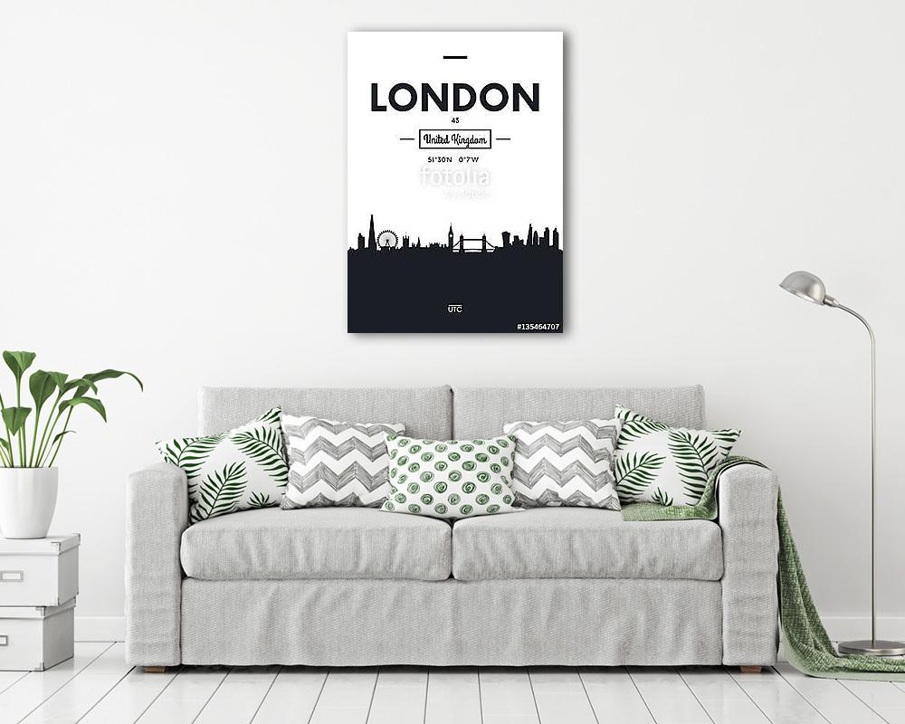 Poszter város skyline London, sík stílusú vektoros illusztráció (többrészes kép) - vászonkép, falikép otthonra és irodába