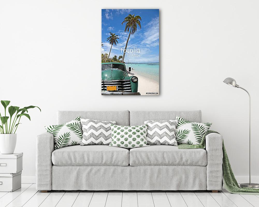 Kubai autó a strandon - vászonkép, falikép vásárlás Kubai autó a strandon (vászonkép) - vászonkép, falikép otthonra és irodába