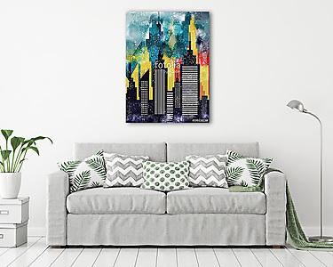Amerikai városi épületek és felhőkarcolók  (vászonkép) - vászonkép, falikép otthonra és irodába