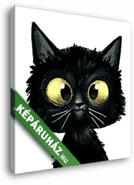 Fekete aranyos cica - vászonkép 3D látványterv