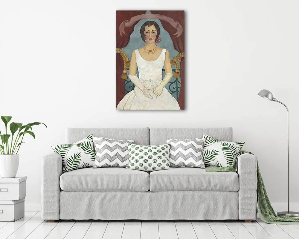 Fehér ruhás nő portréja (bögre) - vászonkép, falikép otthonra és irodába