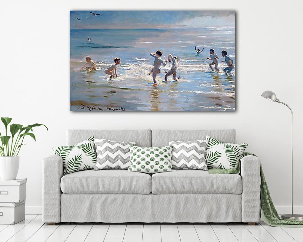 Fiúk fürdőzése - Színverzió 1. (vászonkép) - vászonkép, falikép otthonra és irodába