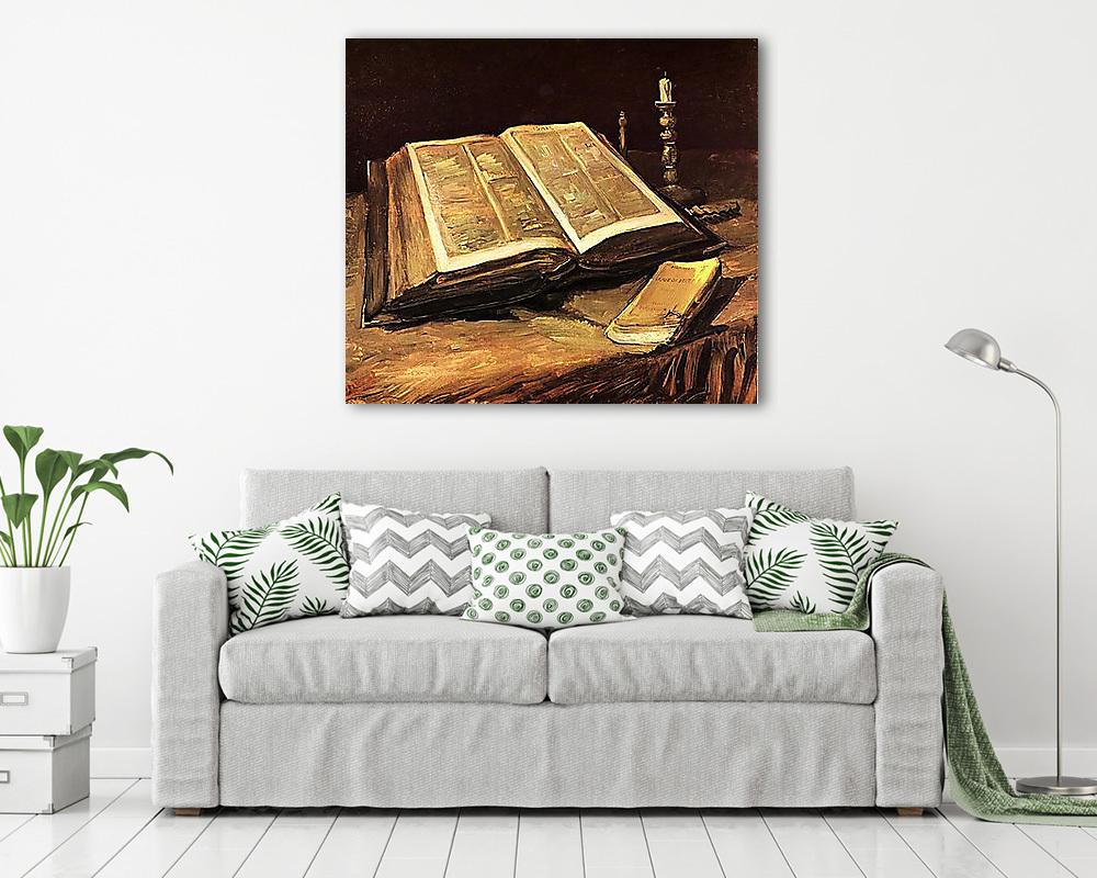 Csendélet Bibliával (keretezett kép) - vászonkép, falikép otthonra és irodába