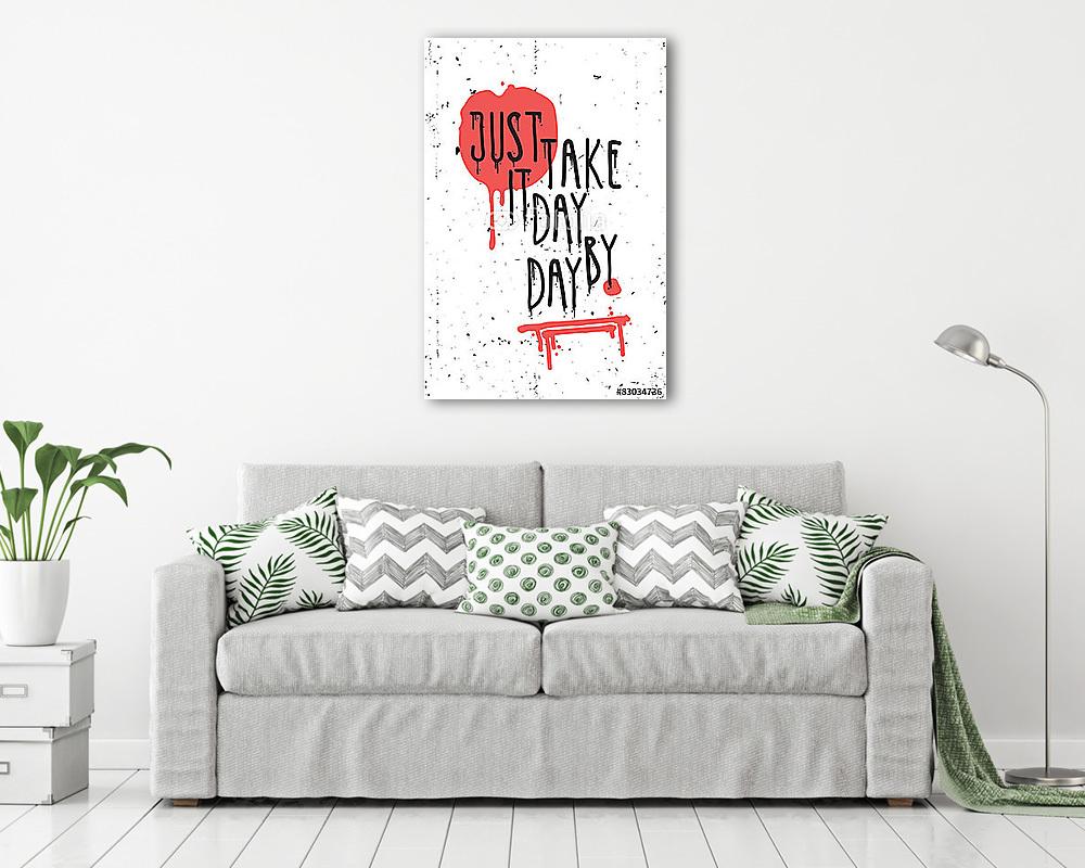 Vintage motivációs grunge idézet poszter, scribble, piros folt (bögre) - vászonkép, falikép otthonra és irodába