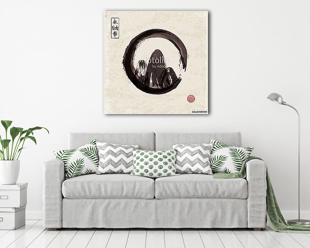 Hegyek kézzel rajzolt tintával szüreti háttérrel. Hagyományos - vászonkép, falikép vásárlás Hegyek kézzel rajzolt tintával szüreti háttérrel. Hagyományos (vászonkép) - vászonkép, falikép otthonra és irodába