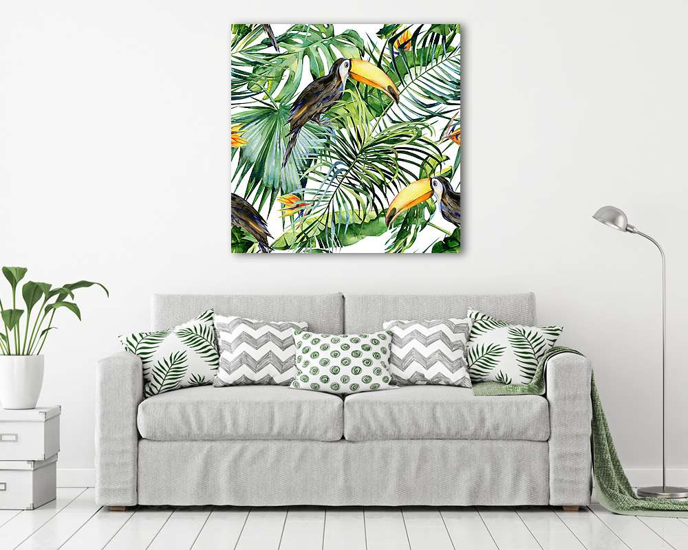 Toucan madár pálmákkal - vászonkép, falikép vásárlás Toucan madár pálmákkal (vászonkép) - vászonkép, falikép otthonra és irodába