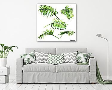 Palm Fronds Watercolor Sketch (vászonkép) - vászonkép, falikép otthonra és irodába