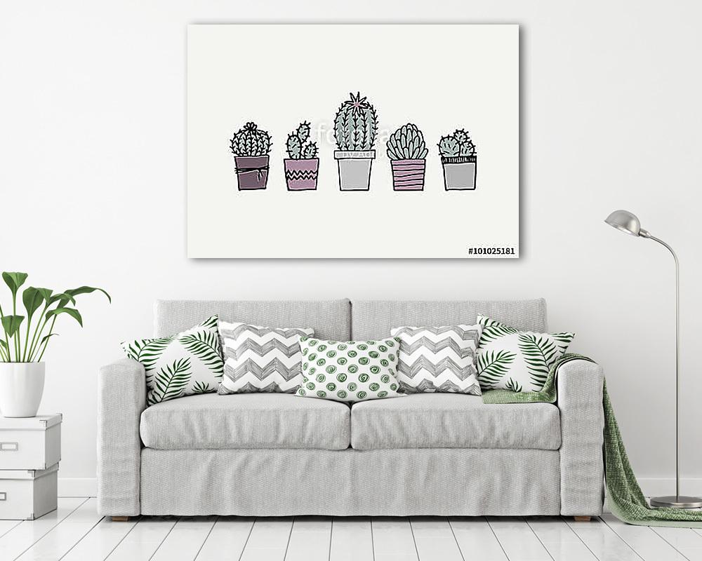 Hand Drawn Cactus Poster (vászonkép) - vászonkép, falikép otthonra és irodába