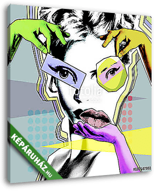 Female beauty and plastic surgery. Retro poster in the style of pop art.. - vászonkép 3D látványterv