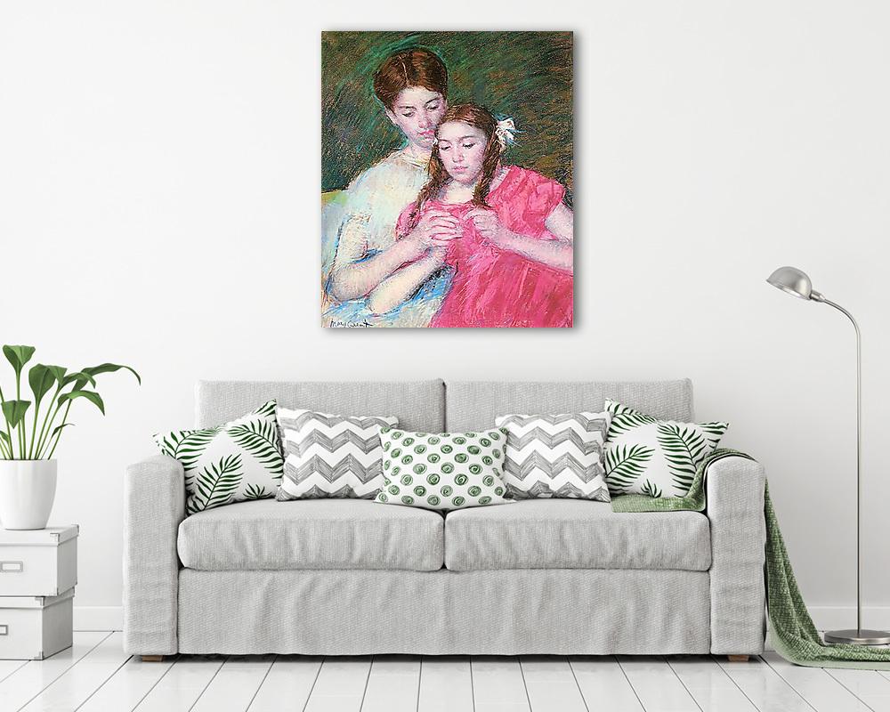Nő kislánnyal (keretezett kép) - vászonkép, falikép otthonra és irodába