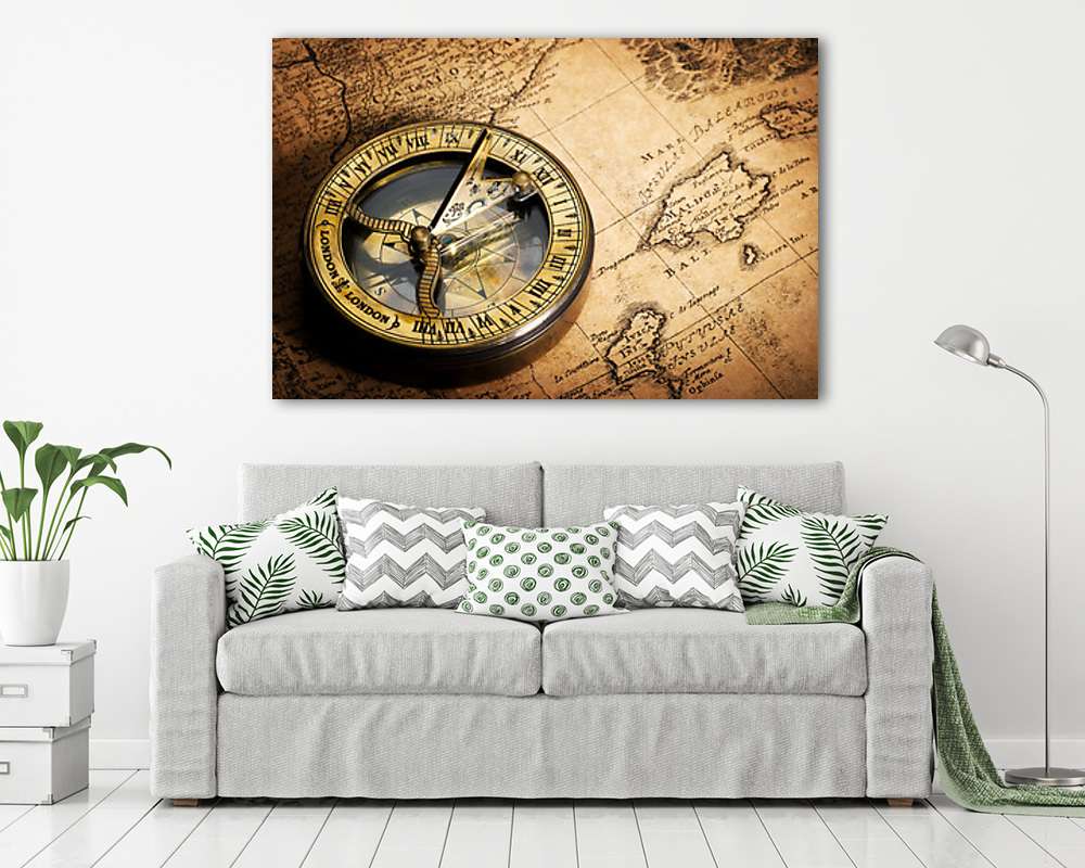 Földközi tenger régi térképe iránytűvel (fotótapéta) - vászonkép, falikép otthonra és irodába