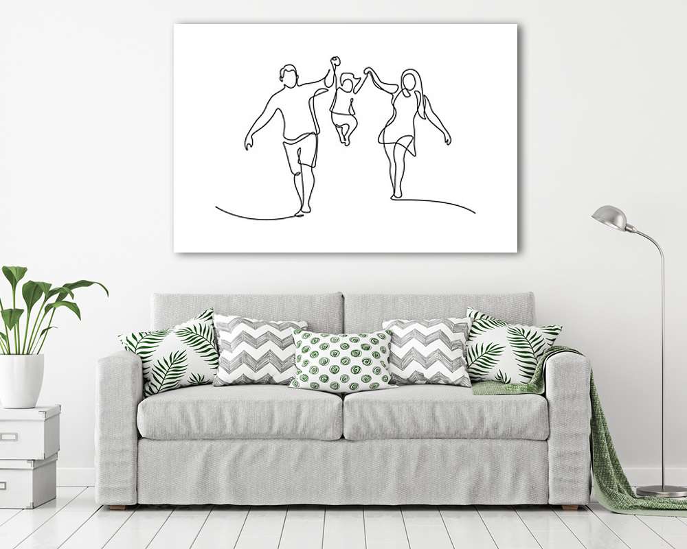 Anyu apu felemeli a gyermeket (vonalrajz, line art) (fotótapéta) - vászonkép, falikép otthonra és irodába