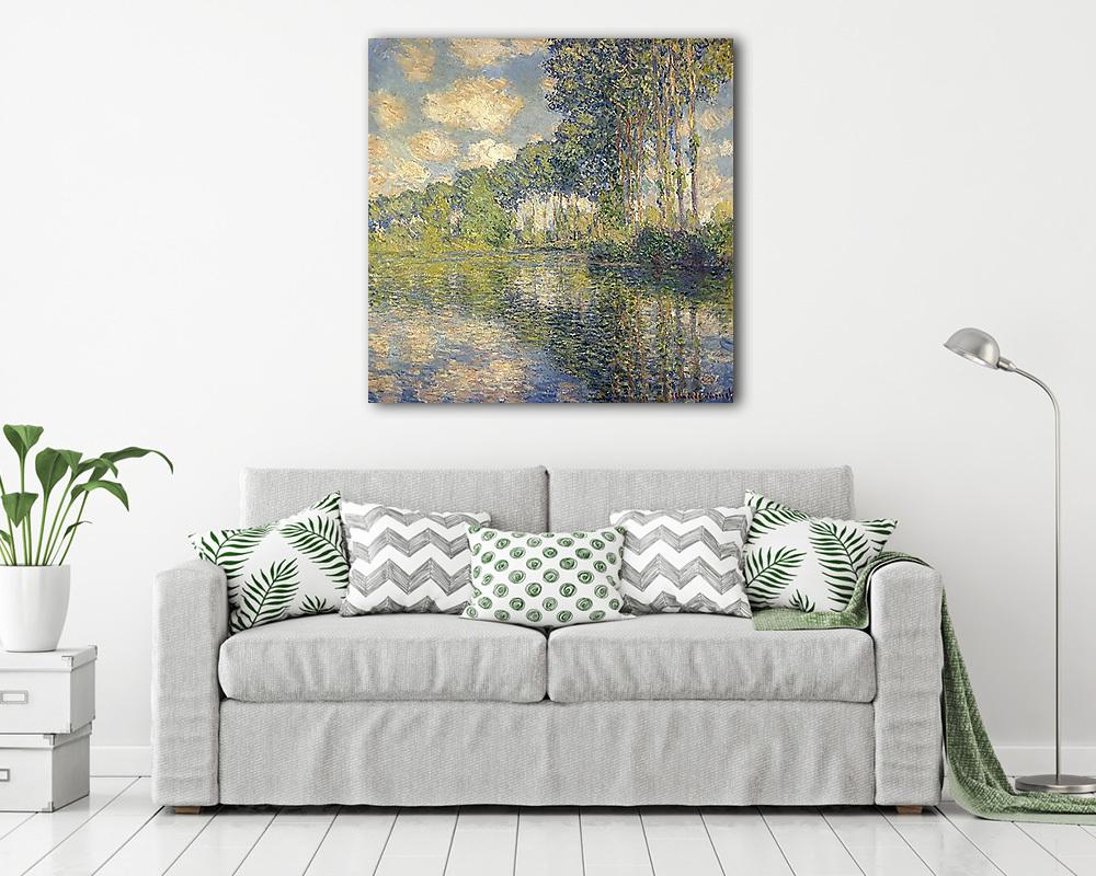 Nyárfák az Epte partján (1891) (keretezett kép) - vászonkép, falikép otthonra és irodába
