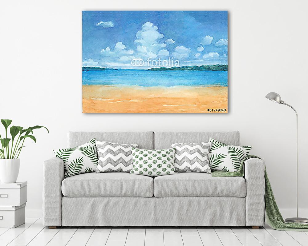 A trópusi tengerpart felhőkkel (többrészes kép) - vászonkép, falikép otthonra és irodába