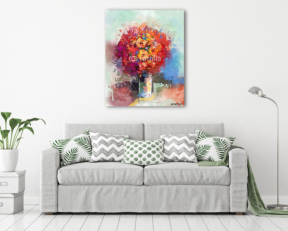 Absztrakt vörös gerbera (olajfestmény reprodukció) (fotótapéta) - vászonkép, falikép otthonra és irodába