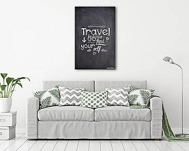 Utazás Idézet krétával fekete táblán (vászonkép) - vászonkép, falikép otthonra és irodába