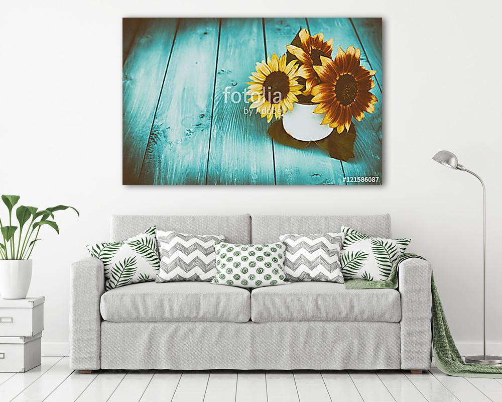 Napraforgók  vázában - vászonkép, falikép vásárlás Napraforgók  vázában (vászonkép) - vászonkép, falikép otthonra és irodába