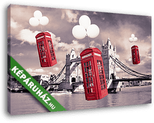 angol telefonfülkék a torony híd felett - vászonkép 3D látványterv