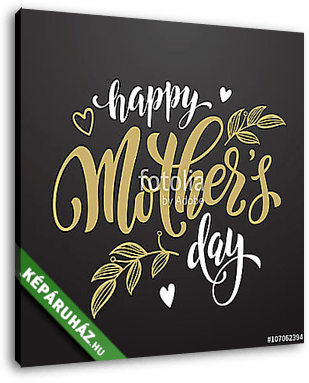 Mothers Day üdvözlőlap virágos levelek mintával. - vászonkép 3D látványterv