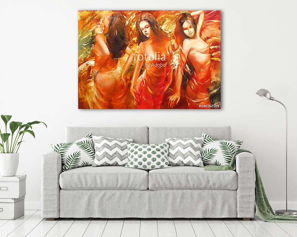 Női alakok kézzel készített festmény (többrészes kép) - vászonkép, falikép otthonra és irodába