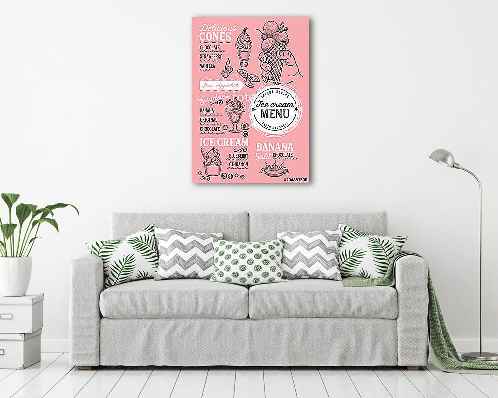 Ice cream restaurant menu. Vector dessert food flyer for bar and (vászonkép) - vászonkép, falikép otthonra és irodába