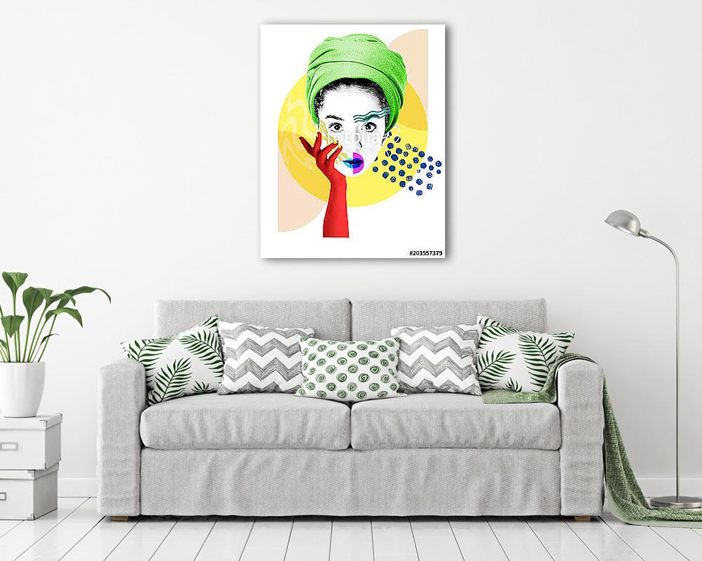 Modern collage: portrait of a girl in an African style.. (keretezett kép) - vászonkép, falikép otthonra és irodába
