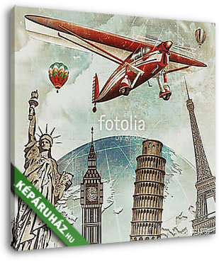  Travel around the world poster	 - vászonkép 3D látványterv