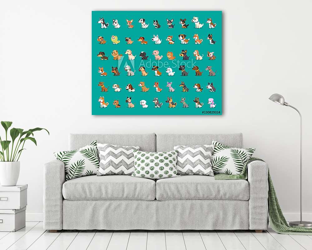 Kutyafajták oldalról (keretezett kép) - vászonkép, falikép otthonra és irodába