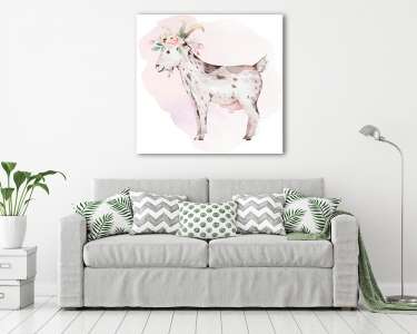 Akvarell háziállatok - kecske (vászonkép) - vászonkép, falikép otthonra és irodába
