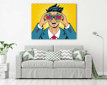 WOW Pop Art - Férfi távcsővel (vászonkép) - vászonkép, falikép otthonra és irodába