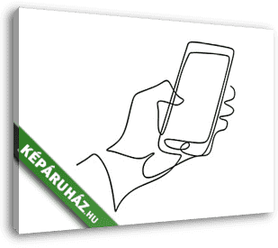 Mobiltelefon a kézben (vonalrajz, line art) - vászonkép 3D látványterv