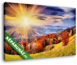 Napfelkelte az őszi hegyek felett (ART style) - vászonkép 3D látványterv
