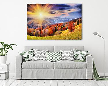 Napfelkelte az őszi hegyek felett (ART style) (vászonkép) - vászonkép, falikép otthonra és irodába