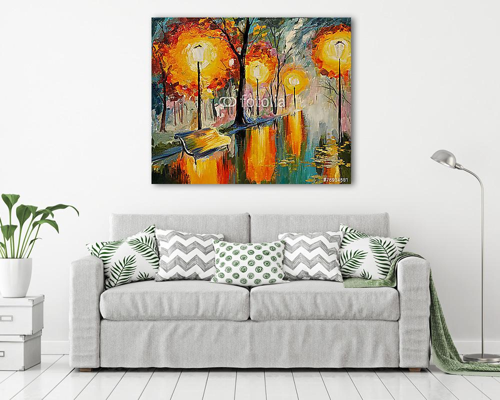 Őszi utcai fények  (olajfestmény reprodukció) - vászonkép, falikép vásárlás Őszi utcai fények  (olajfestmény reprodukció) (vászonkép) - vászonkép, falikép otthonra és irodába