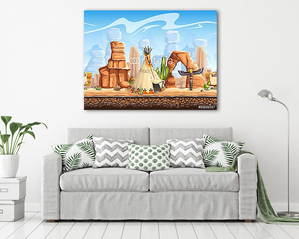 Indiánok földje (keretezett kép) - vászonkép, falikép otthonra és irodába