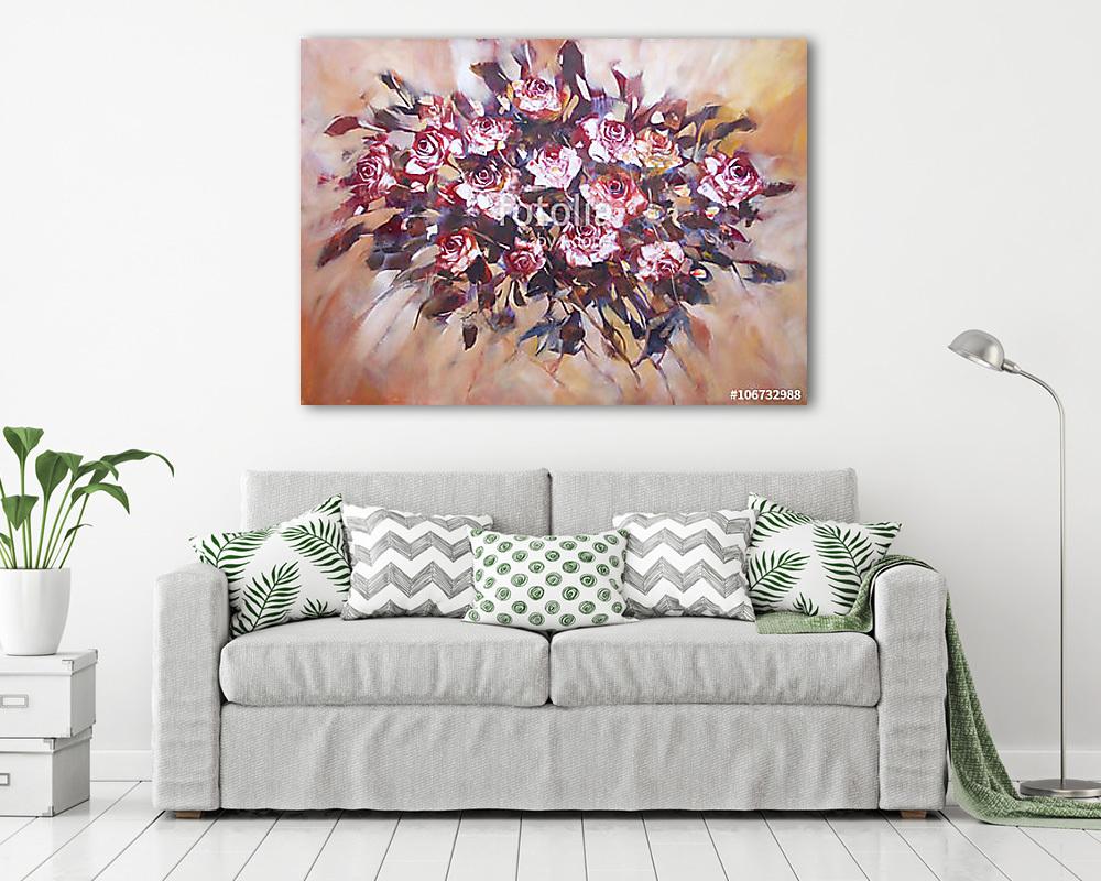 Fehér rózsák, kézzel készített festészet - vászonkép, falikép vásárlás Fehér rózsák, kézzel készített festészet (vászonkép) - vászonkép, falikép otthonra és irodába