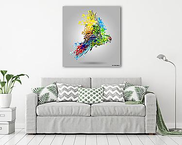 vektoros illusztrációja repülő macaw (vászonkép) - vászonkép, falikép otthonra és irodába