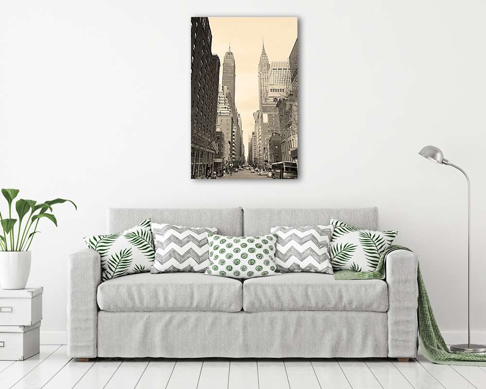 New York-i Manhattan utcai kilátás fekete-fehérben (poszter) - vászonkép, falikép otthonra és irodába