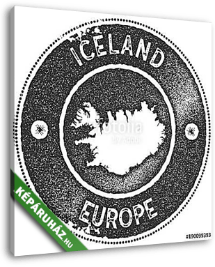 Izland térképe bélyegző, retro stílusú - vászonkép 3D látványterv