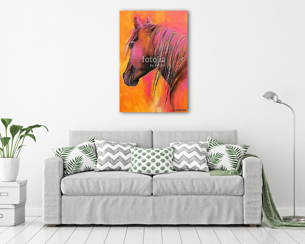 Ló rózsaszín és narancssárga stílusban - vászonkép, falikép vásárlás Ló rózsaszín és narancssárga stílusban (vászonkép) - vászonkép, falikép otthonra és irodába