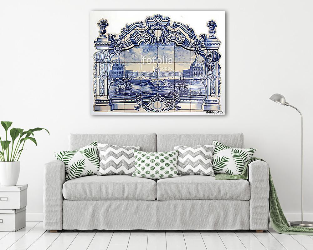Azulejo Portugál tradicionális csempe (vászonkép) - vászonkép, falikép otthonra és irodába