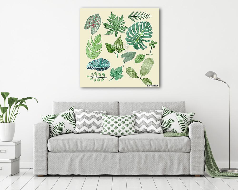 Pálma levelek (akvarell) (vászonkép) - vászonkép, falikép otthonra és irodába