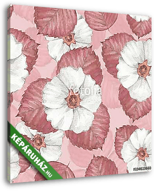 Delicate floral seamless pattern 6. Watercolor background with w - vászonkép 3D látványterv
