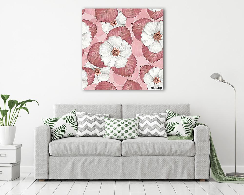 Delicate floral seamless pattern 6. Watercolor background with w (keretezett kép) - vászonkép, falikép otthonra és irodába