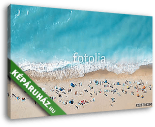 Aerial view at the beach. Turquoise water background from top view. Summer seascape from air. Top view from drone. Travel concep - vászonkép 3D látványterv
