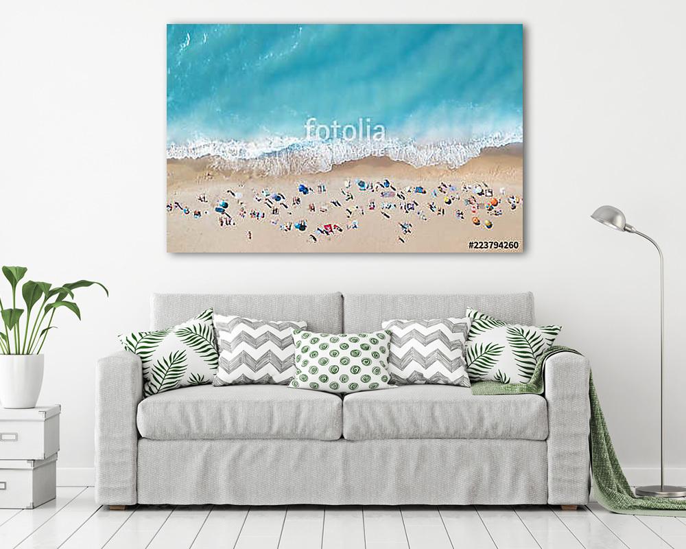 Aerial view at the beach. Turquoise water background from top view. Summer seascape from air. Top view from drone. Travel concep - vászonkép, falikép vásárlás Aerial view at the beach. Turquoise water background from top view. Summer seascape from air. Top view from drone. Travel concep (vászonkép) - vászonkép, falikép otthonra és irodába