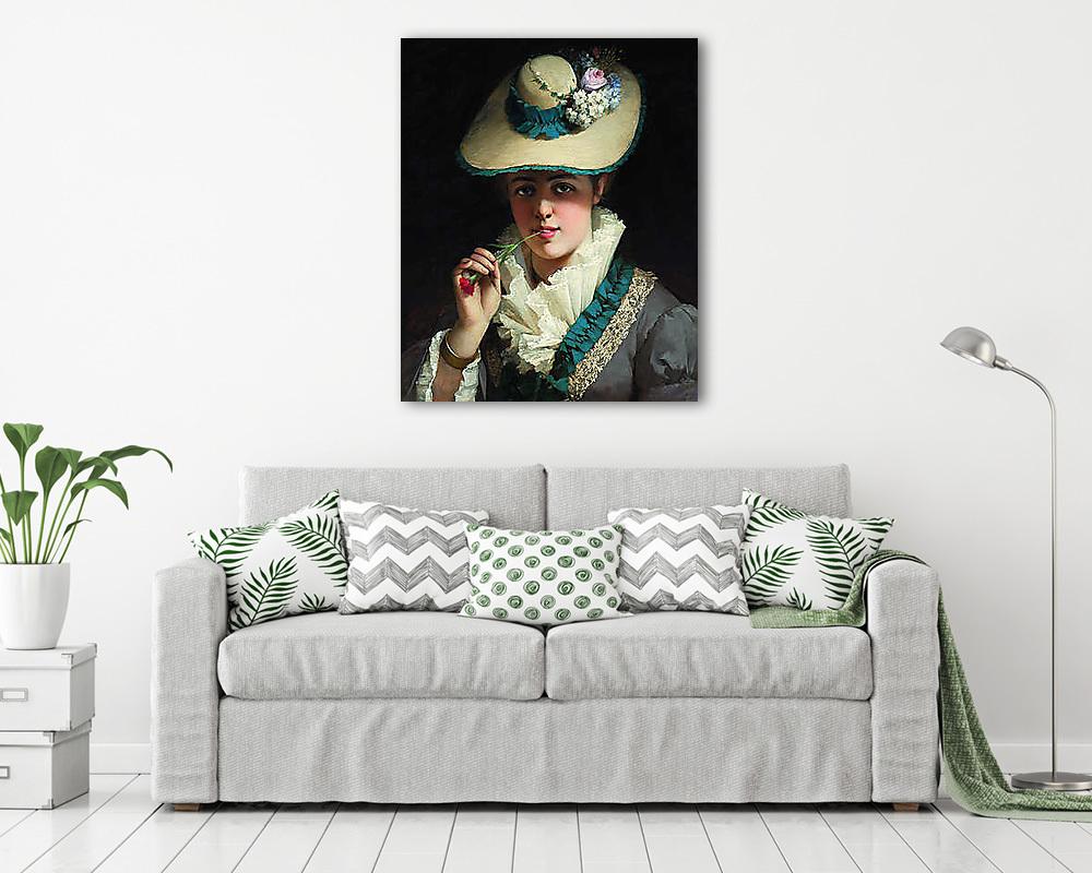 Fiatal lány szegfűvel (1880) (poszter) - vászonkép, falikép otthonra és irodába